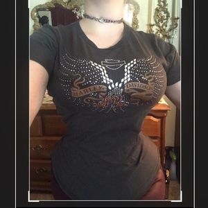 Sexy Harley Davidson Rhinestone T-shirt